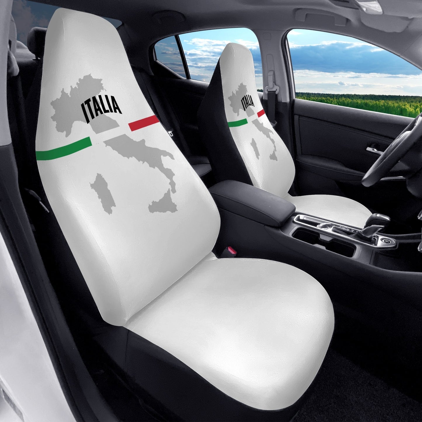 Italia white Car Seats Cover 2Pcs