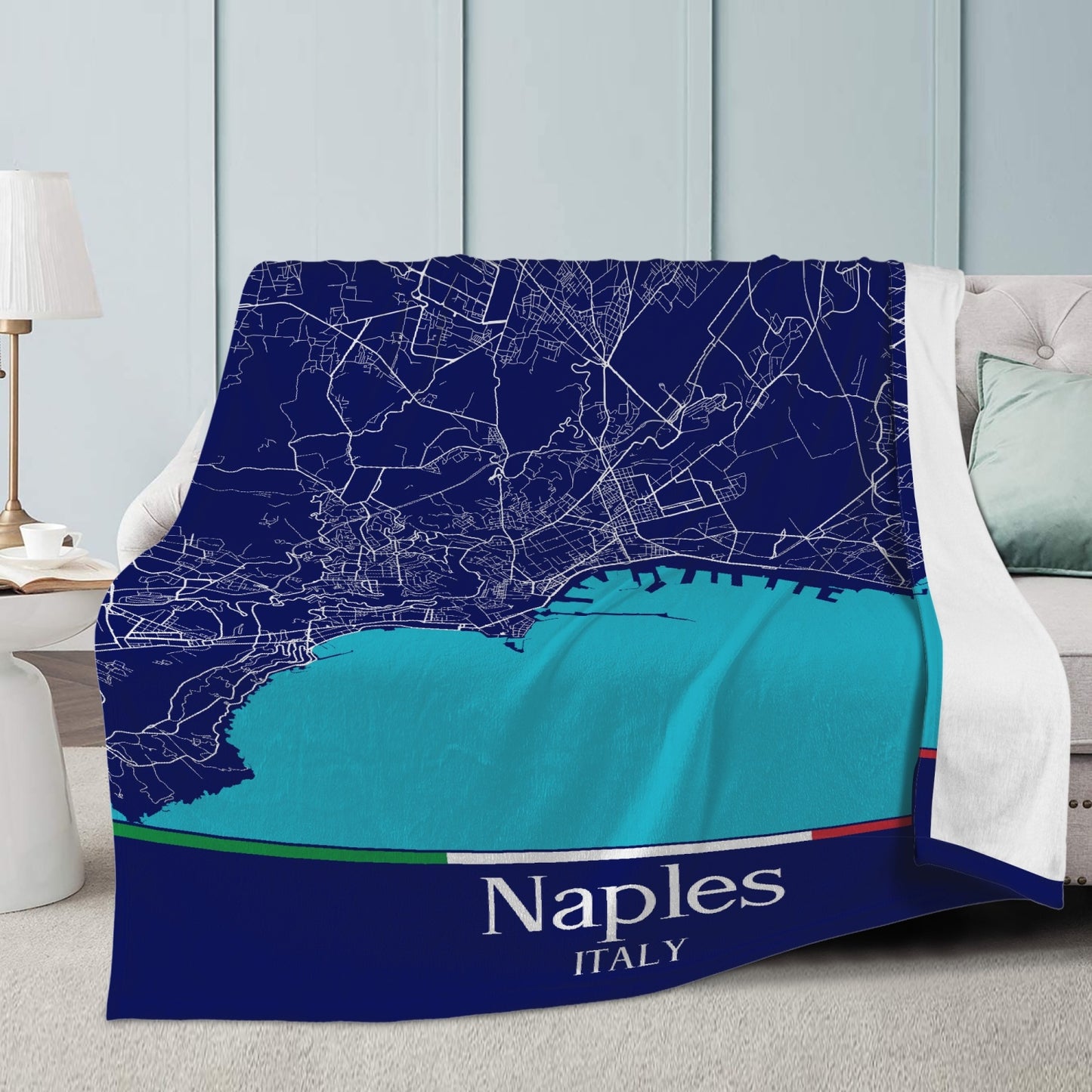 Naples City Map Fleece Blanket