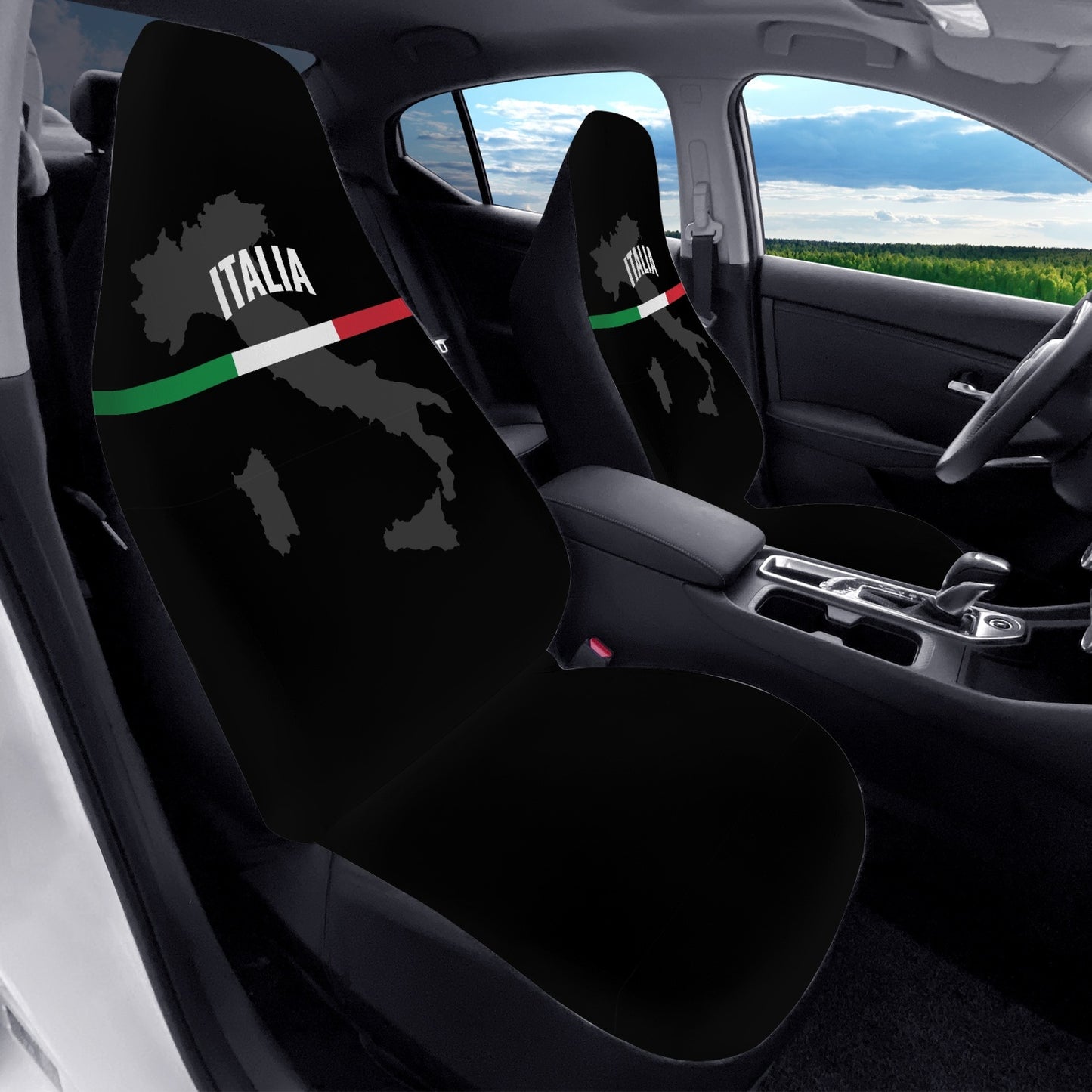 Italia black Car Seats Cover 2Pcs