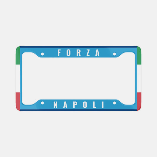 Forza Napoli - License Plate Frame, high-quality aluminum frame with elegant design, enhances vehicle style, reflecting Italian heritage. Perfect fit for most license plates.
