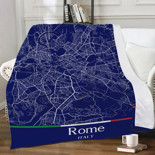 Rome City Map Fleece Blanket