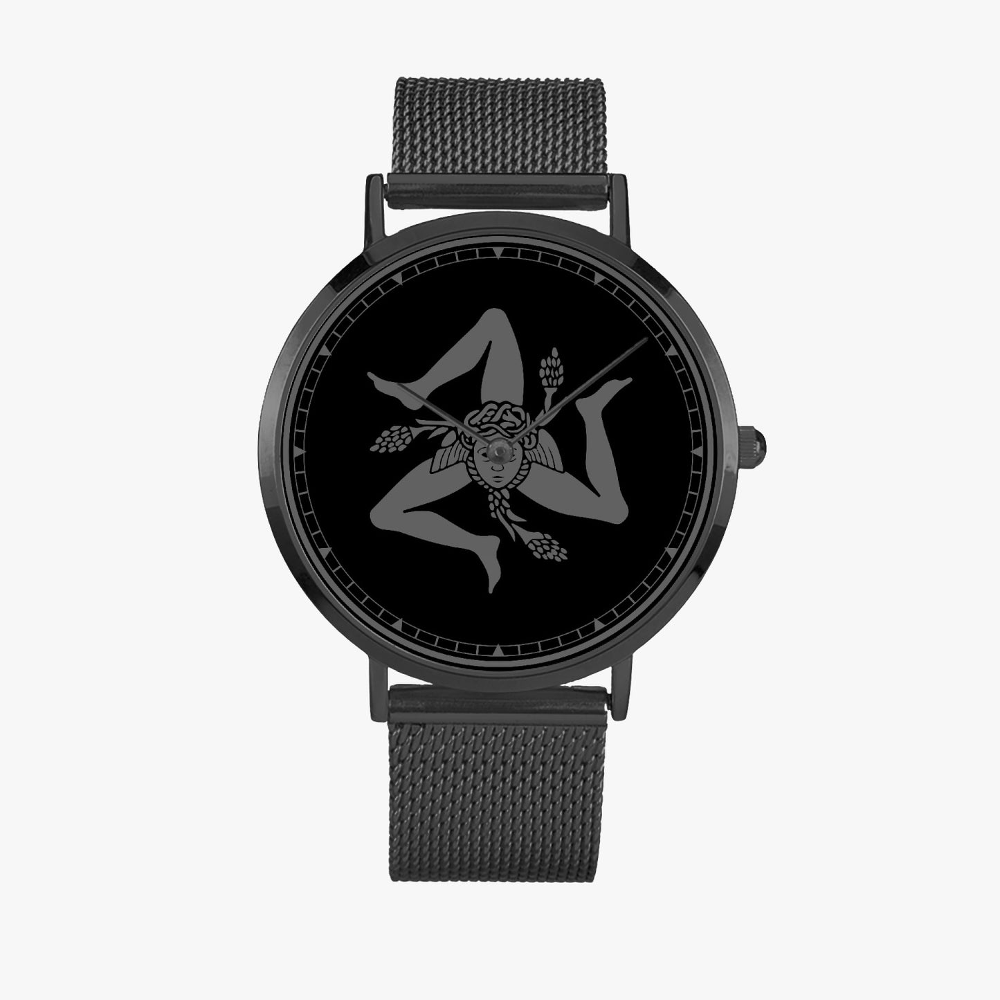 Ultra-thin Stainless Steel Quartz Watch - Sicilian trinacria black
