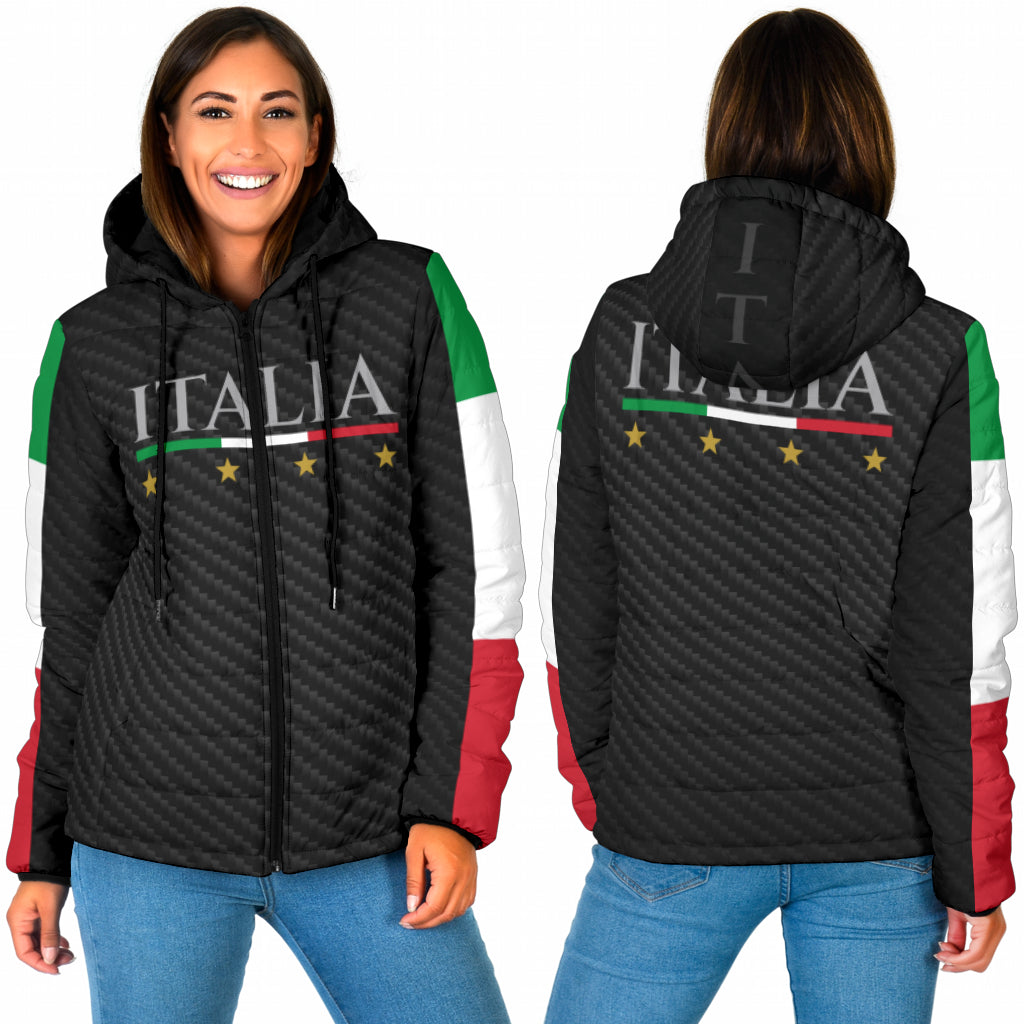 Padded Hooded Jacket Italy - carbon effect