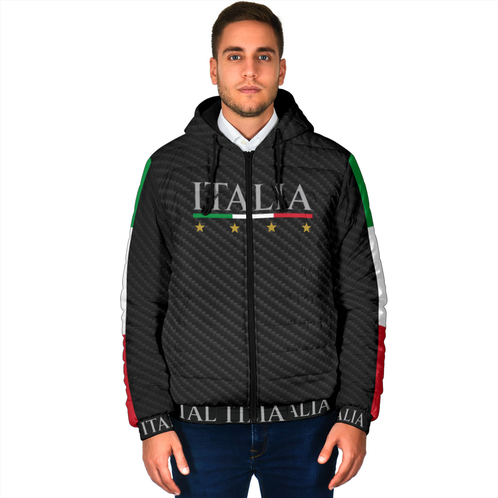 Padded Hooded Jacket Italy - carbon effect